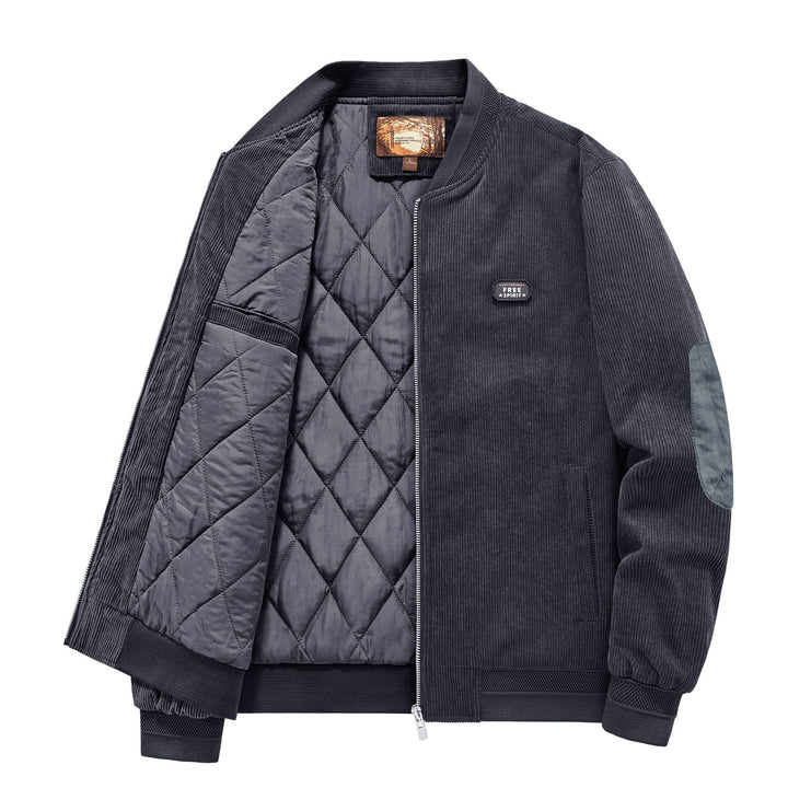 Men's quilted cord bomber jacket with padded lining and ribbed cuffs Mune Fashion