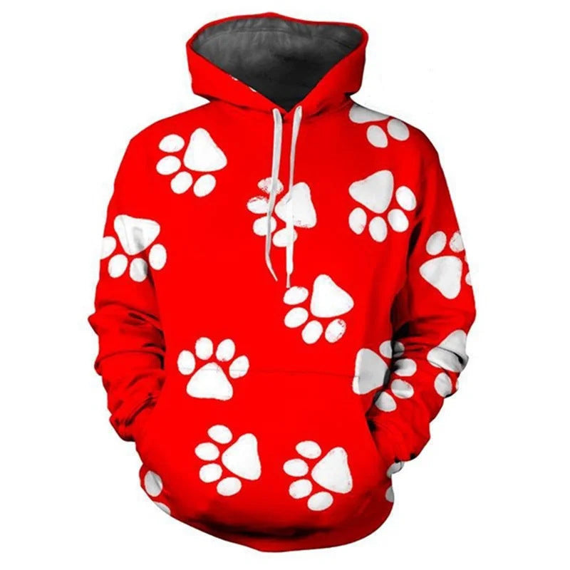 Women Funny Hoodie with Paw Print Mune Fashion