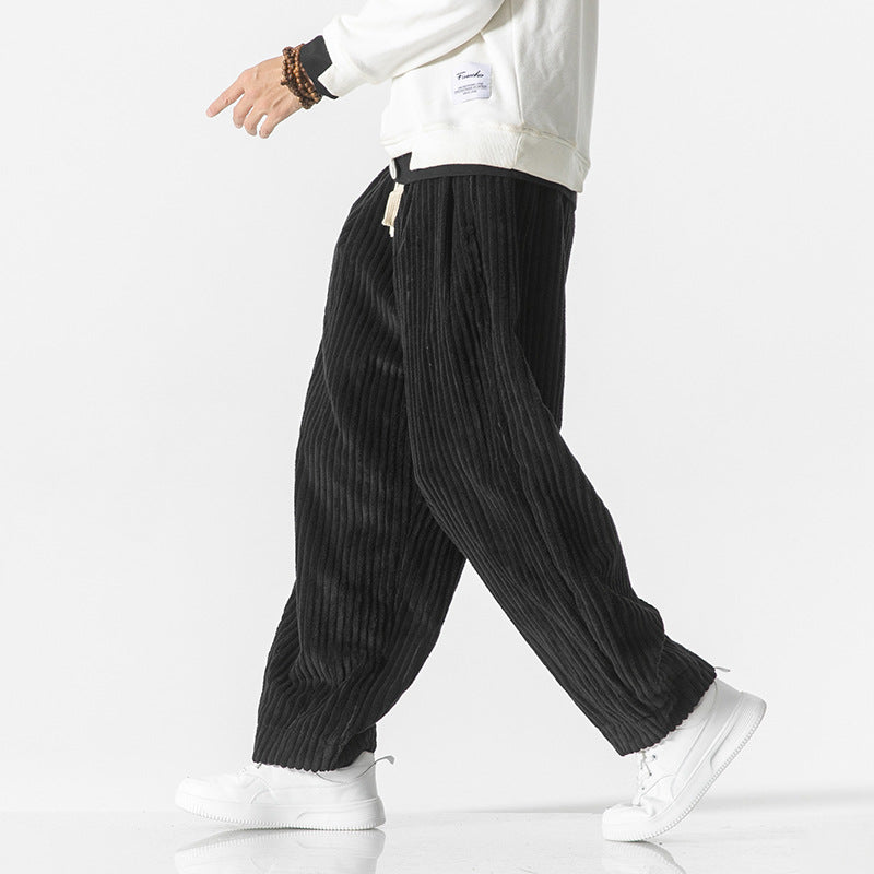 Men's loose cut corduroy pants with wide ribs and drawstring waistband Mune Fashion