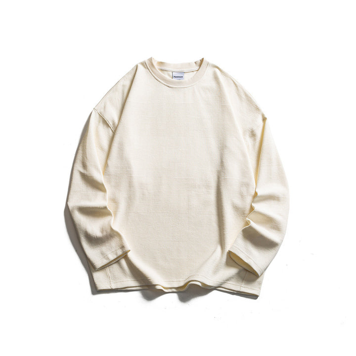 Unisex coarse structured waffle knit long sleeve sweater in oversized fit with round neckline Mune Fashion