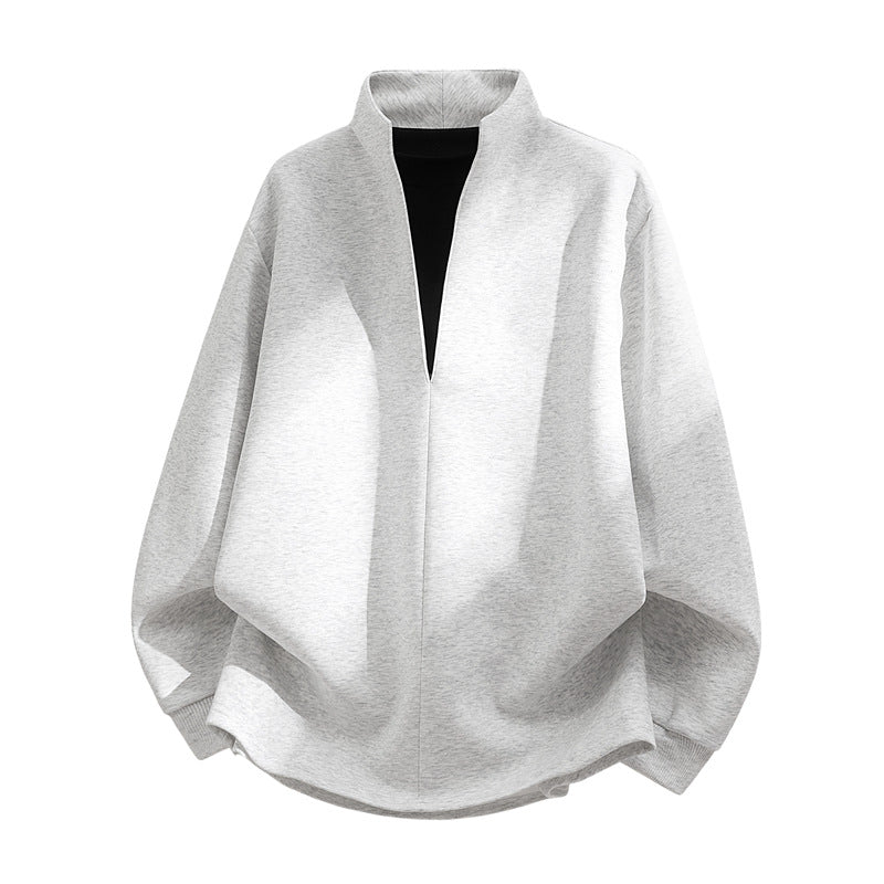 Unisex Oversize Sweatshirt with standing collar, half opening and rounded hem Mune Fashion