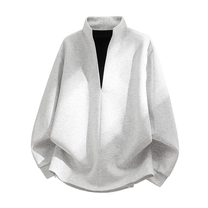 Unisex Oversize Sweatshirt with standing collar, half opening and rounded hem Mune Fashion