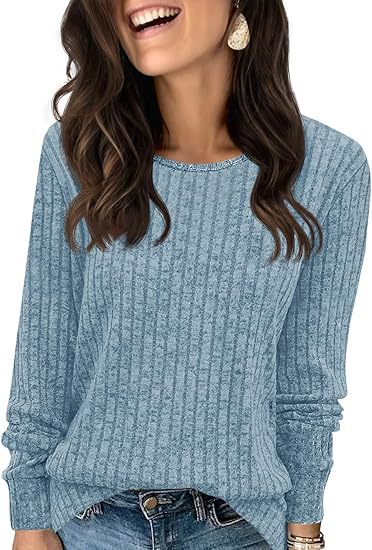 Women's Structured Ribbed Knit Sweater with Round Neck, Casual Silhouette and Soft Cuffs Mune Fashion