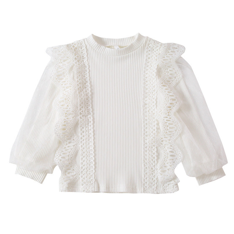 Girls sweatshirt with romantic ruffled sleeves Mune Fashion
