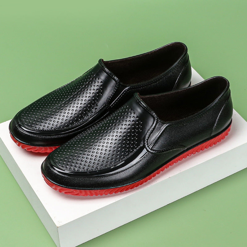 Men's Elegant Perforated Slip-On Half Shoes with Non-Slip Tread Sole Mune Fashion
