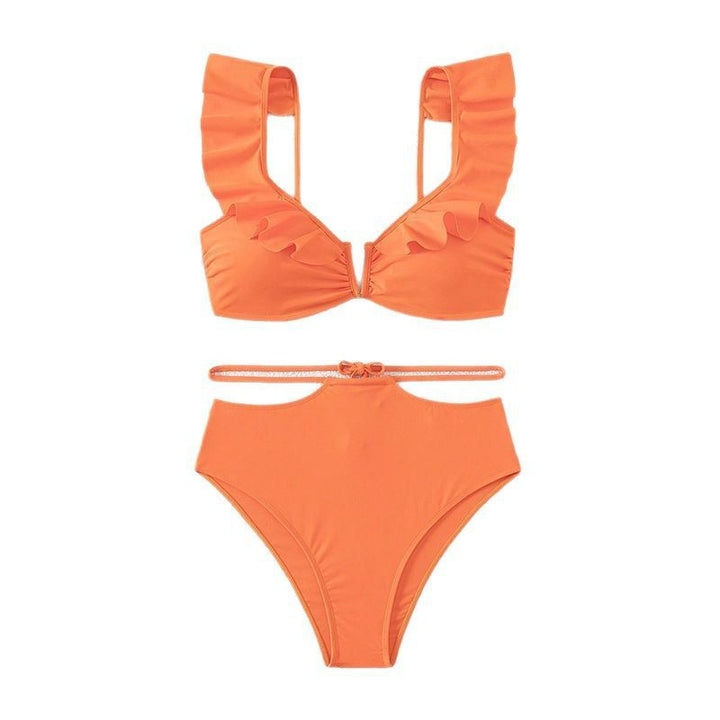 Women's High-Waisted Bikini Set with Ruffles and Cut Details Mune Fashion