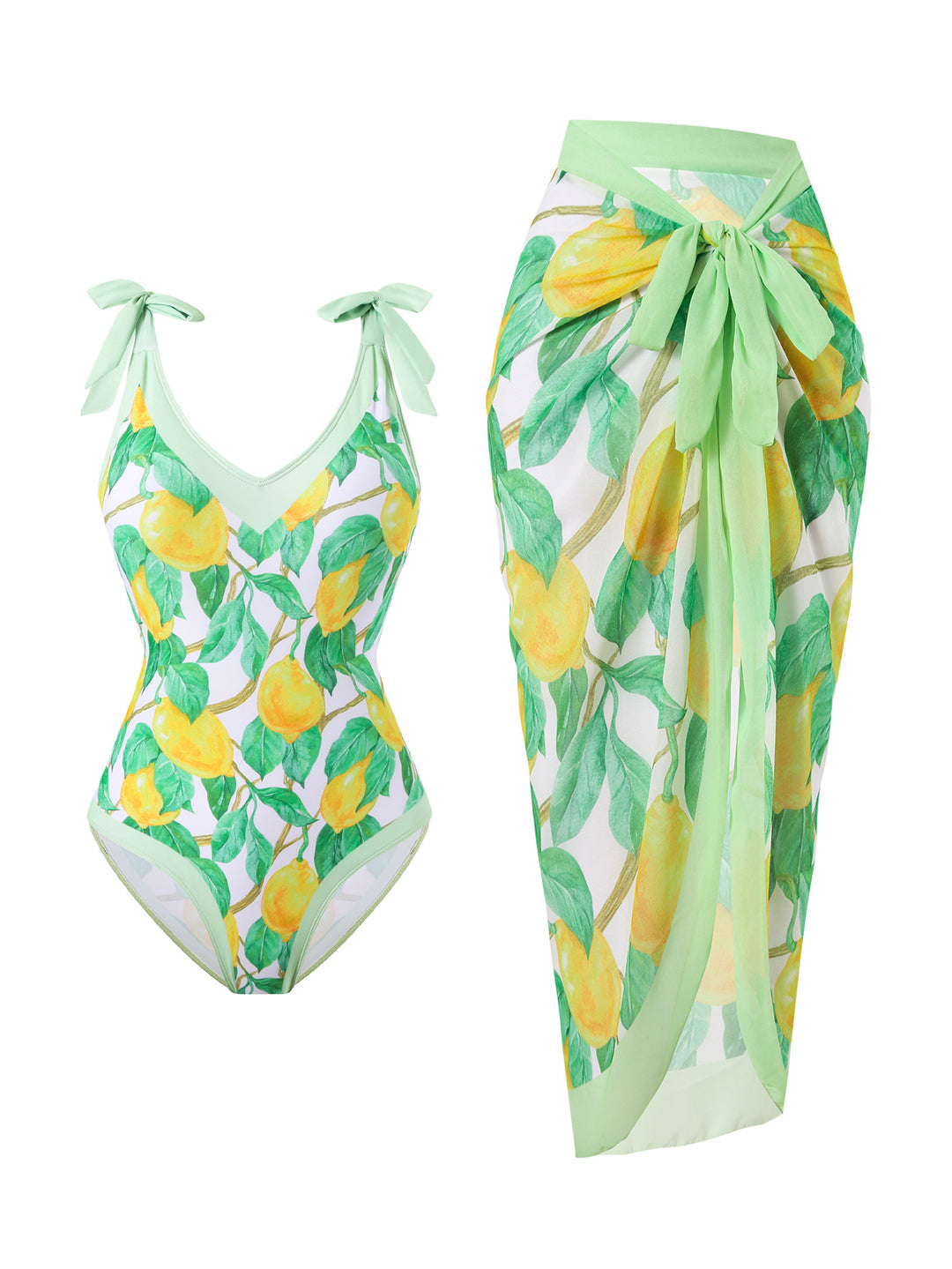 Women's swimsuit with floral design and transparent wrap skirt Mune Fashion