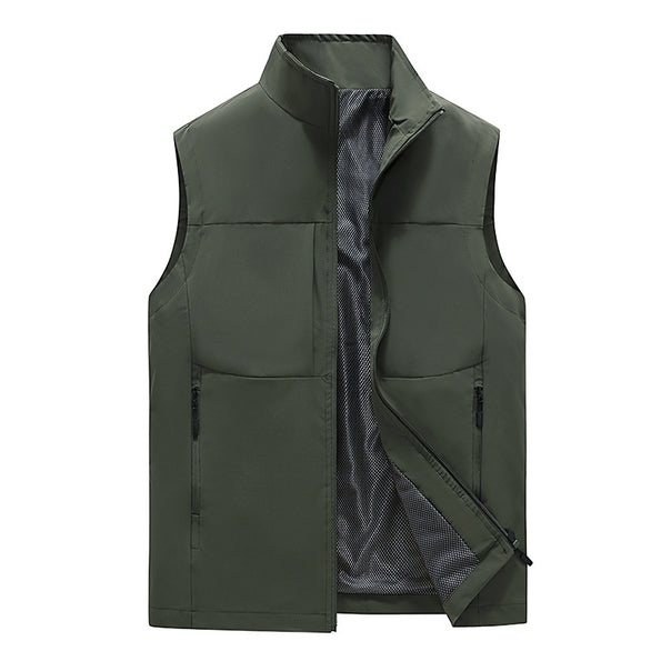 Men's Lightweight Stand Collar Vest with Mesh Lining, Zipper Pockets and Windproof Shell Mune Fashion