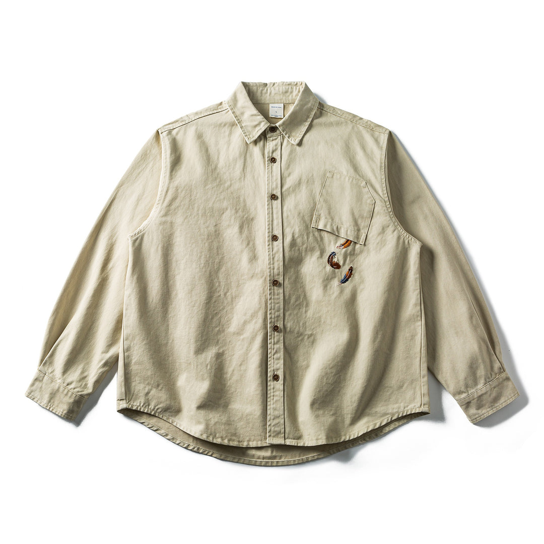 Men's Oversized Cotton Overshirt with Embroidery and Chest Pocket Mune Fashion