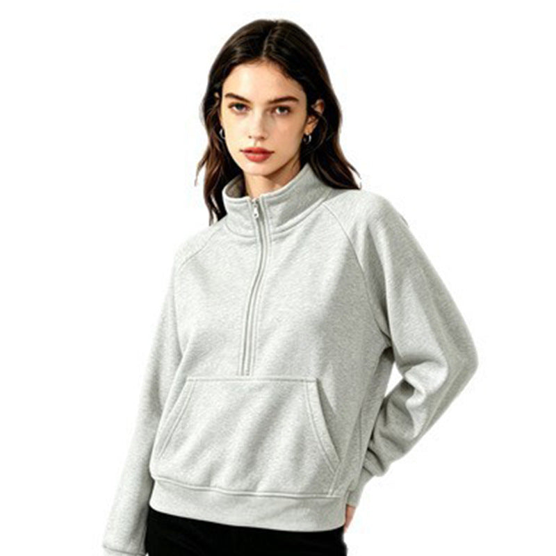 Women's sporty hooded sweatshirt with stand-up collar Mune Fashion
