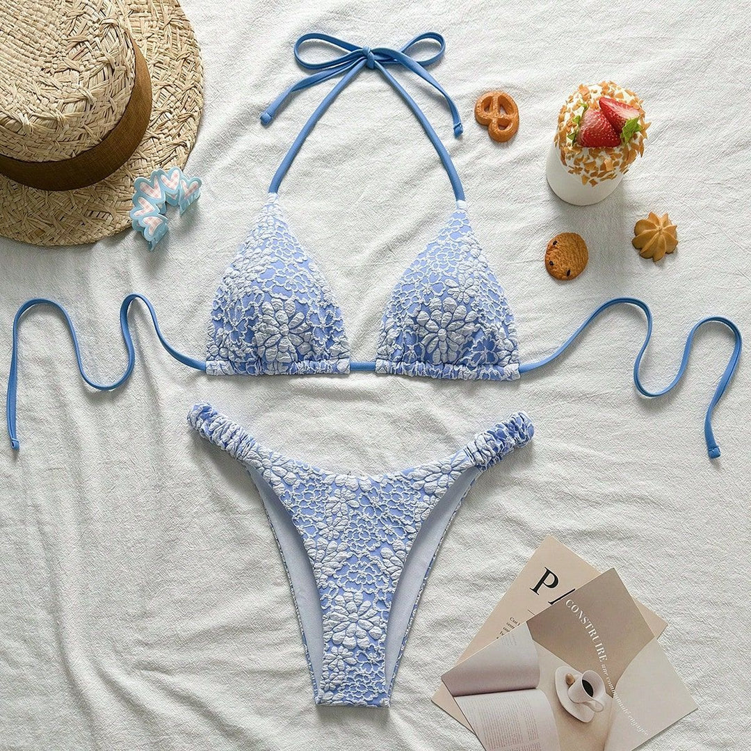 Women Flower-Decorated Triangle Bikini Mune Fashion