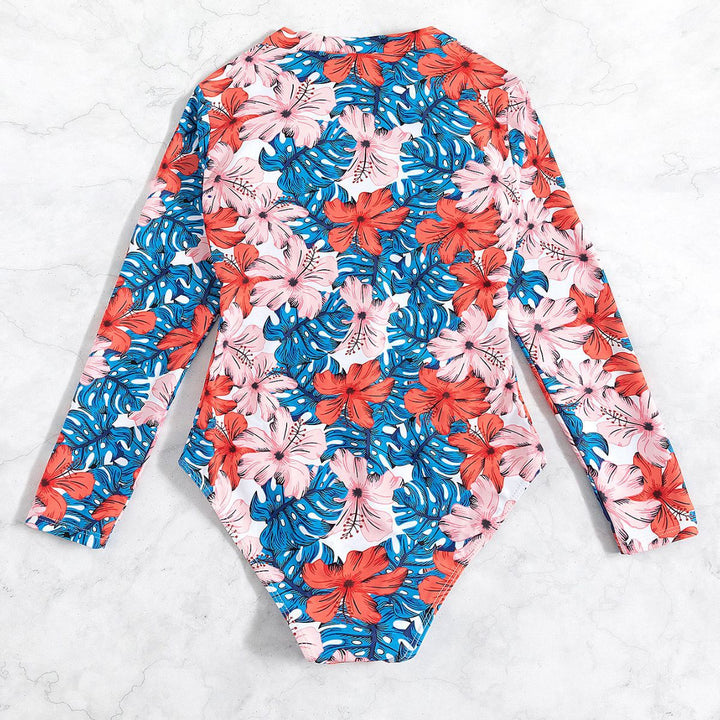 Women's Long Sleeve Swimsuit with Floral Pattern Mune Fashion