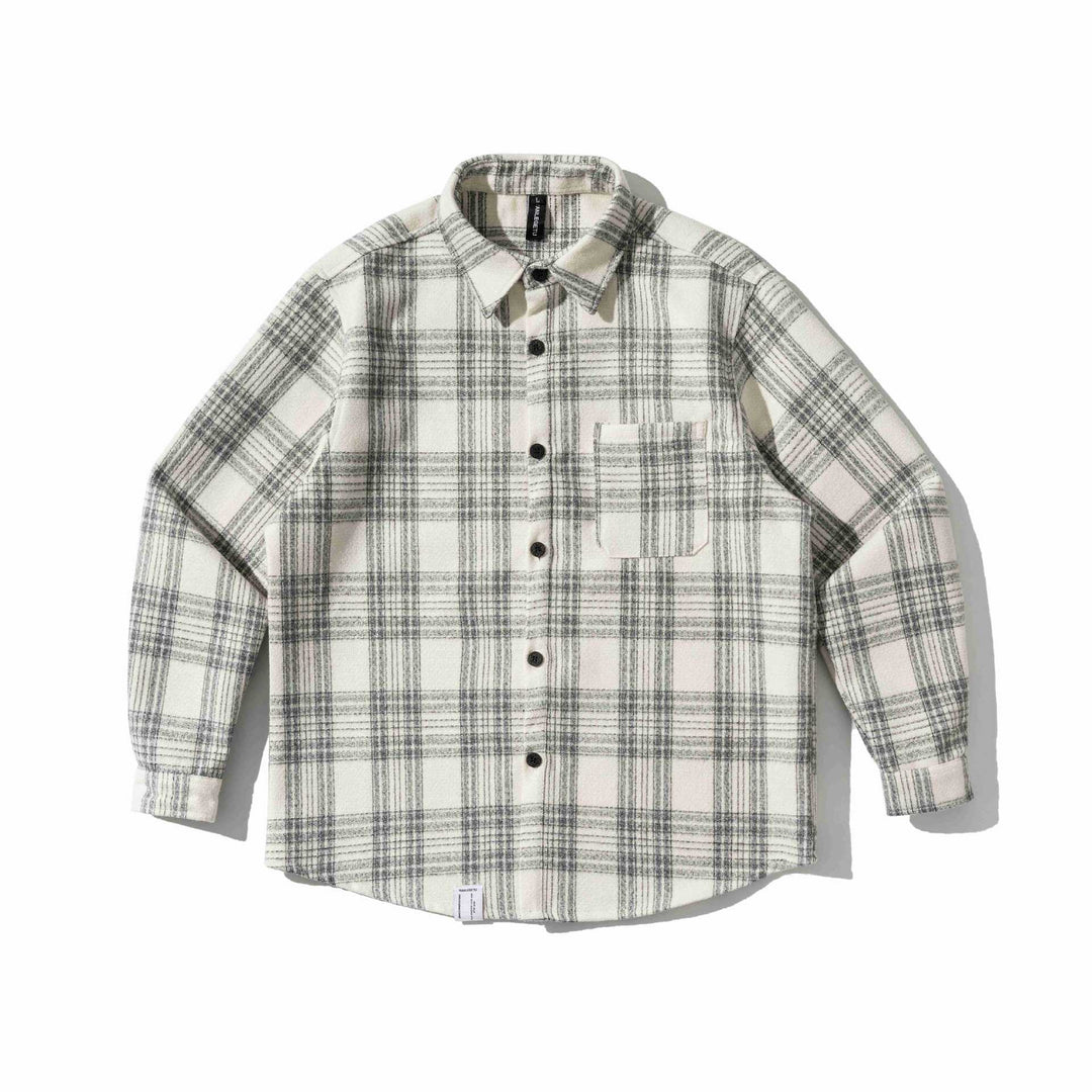 Men's Checked Teddy Fleece Overshirt with Chest Pocket Mune Fashion