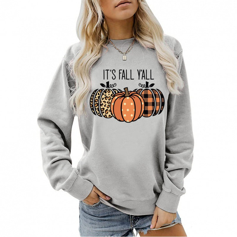 Women's casual autumn sweatshirt with pumpkin motif and round neck Mune Fashion