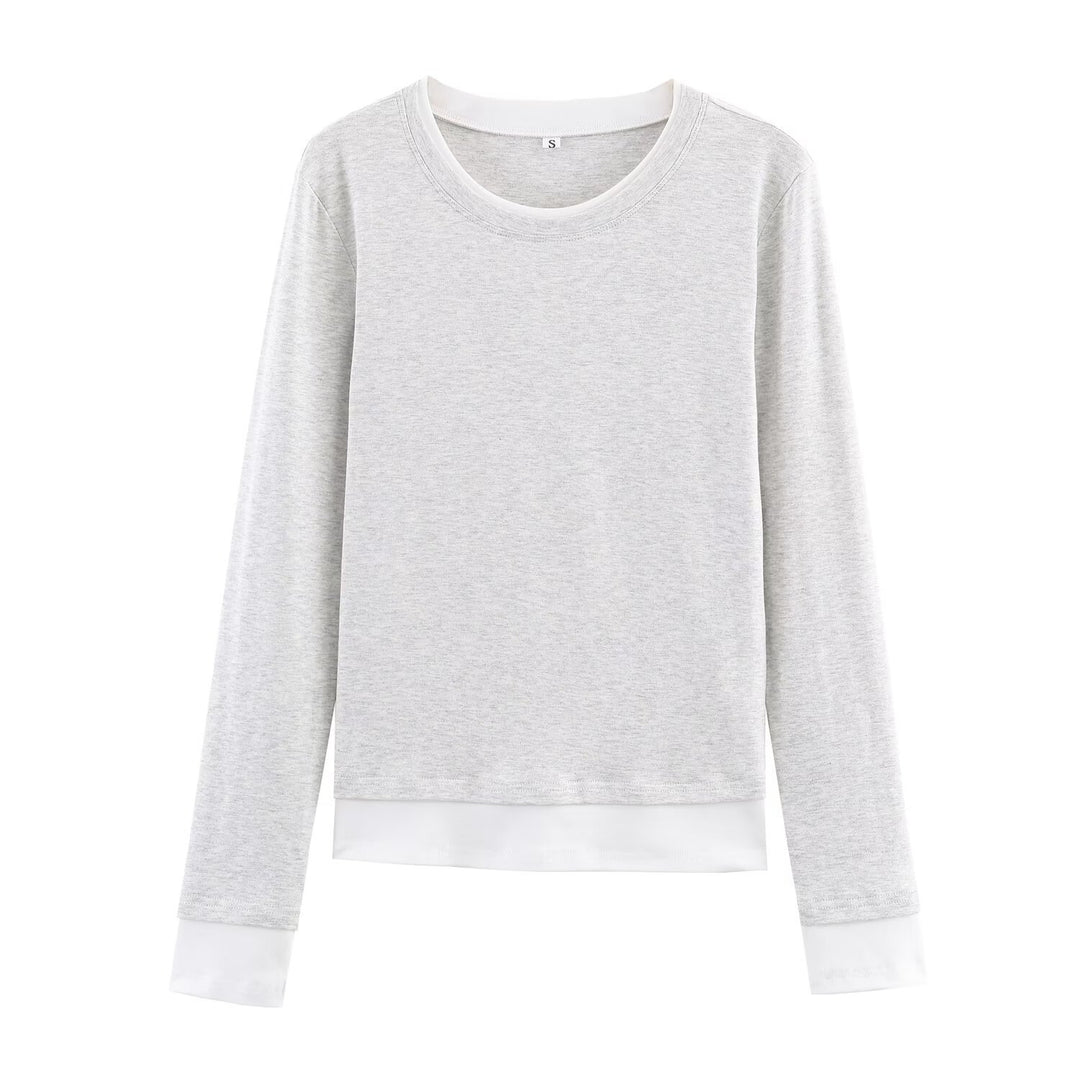 Women's Casual Long Sleeve Layering Shirt with Double Layer Hem and Set-in Cuffs Mune Fashion