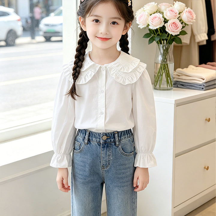 Girls elegant blouse with ruffle details Mune Fashion
