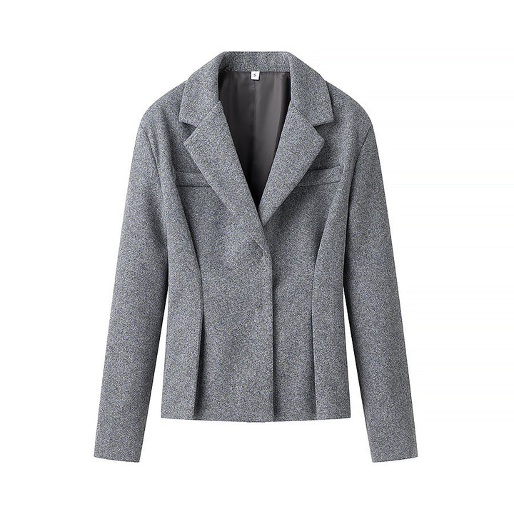 Women Elegant Two-Piece Wool Blend Blazer and Midi Skirt Set with Flared Midi Skirt Mune Fashion
