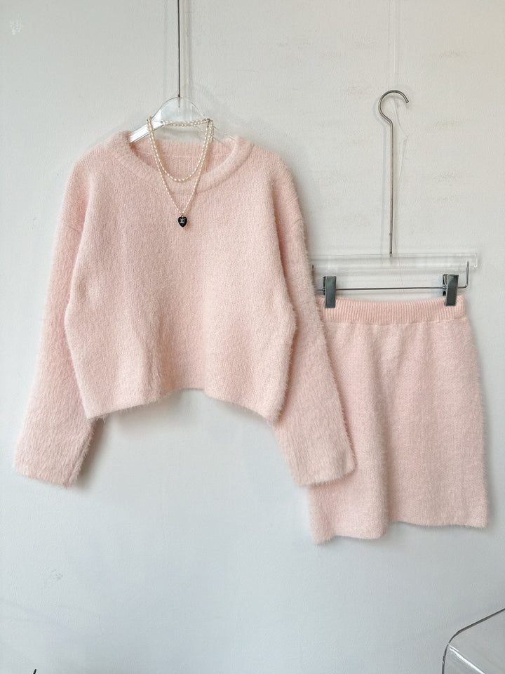 Women's Cozy Fleece Two-Piece Set with Oversized Sweater and Mini Skirt Mune Fashion
