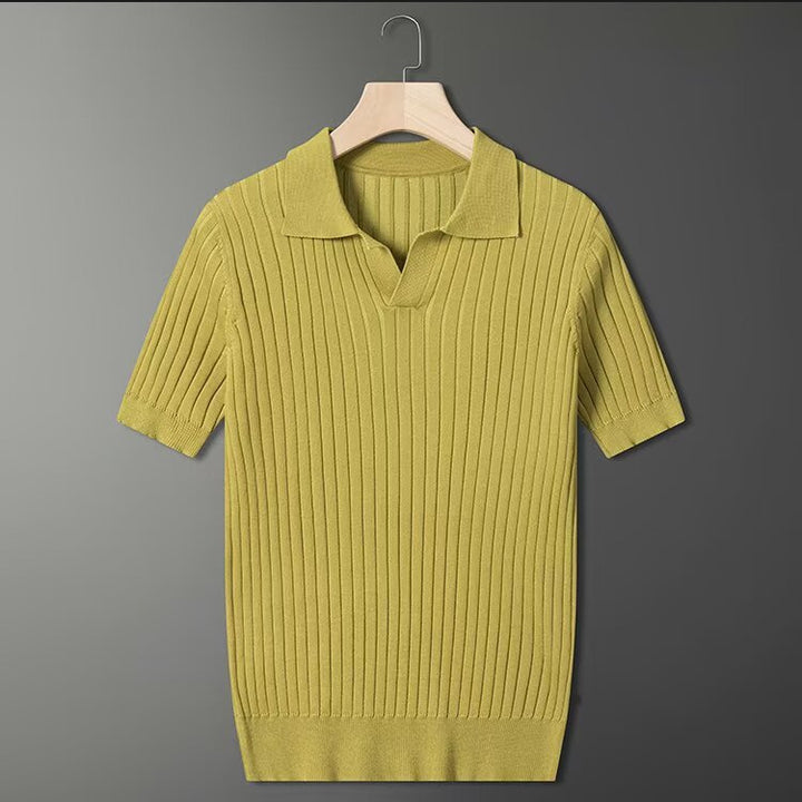 Men's Fashion Short Sleeve Knit Polo Shirt Mune Fashion