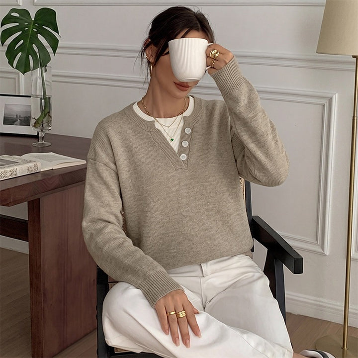 Women's Cozy Sweater with Button Details Mune Fashion
