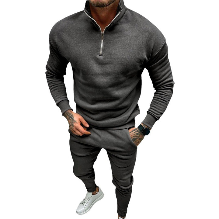 Men's nan athletic lounge set made of French Terry with half-zip stand-up collar and tapered jogging pants Mune Fashion