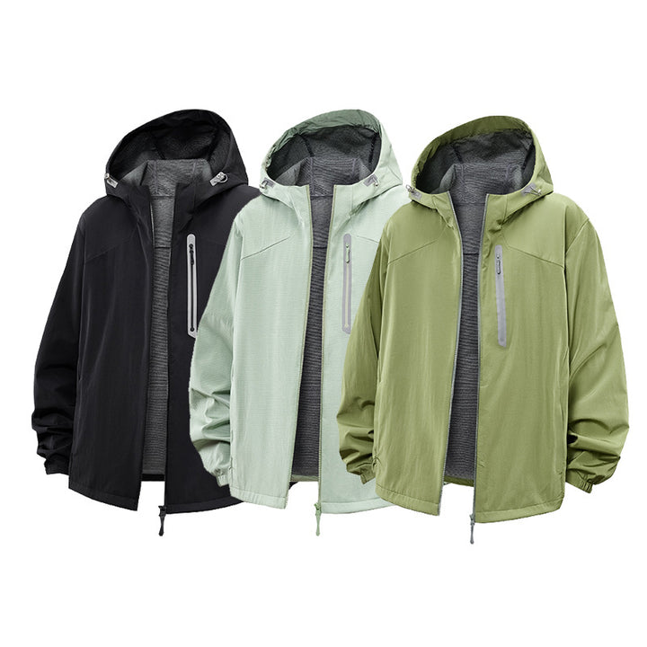 Men's Lightweight Hooded Windbreaker with Water-Repellent Membrane and Reflective Zipper Pockets Mune Fashion