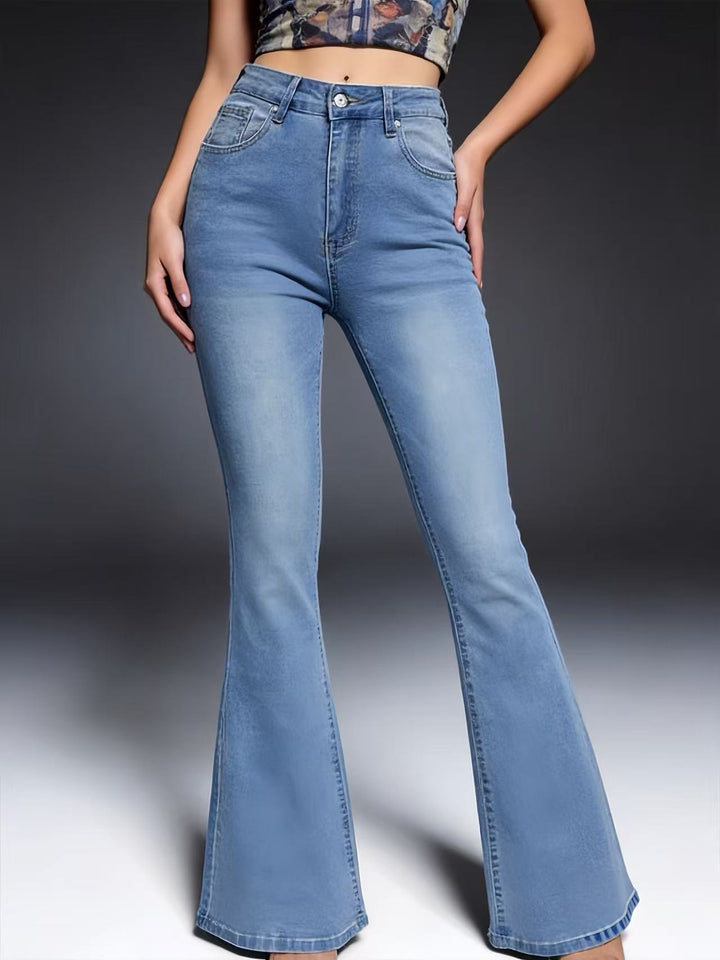 Ladies high-waisted flared jeans with figure-forming fit and wide flared leg Mune Fashion