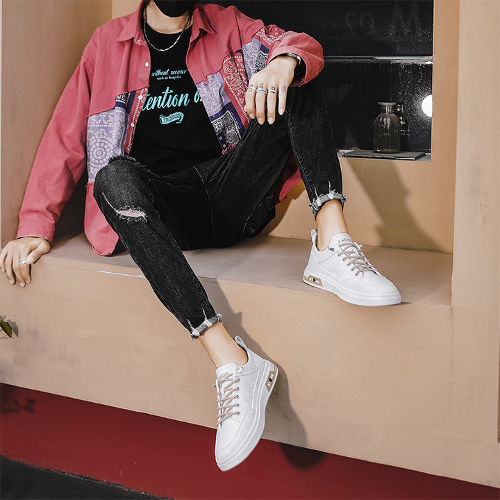 Men's minimalist faux leather sneakers with ventilated toe perforation and padded heel loop Mune Fashion