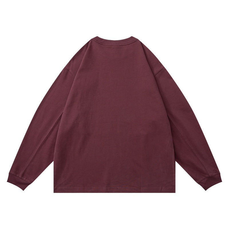 Unisex Oversize Long Sleeve Shirt made of heavy cotton blend with round neck and subtle chest embroidery Mune Fashion