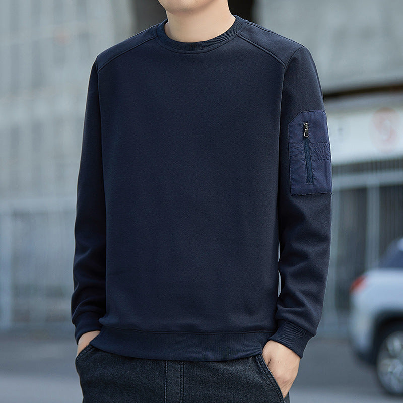 Men's Minimalist Sweatshirt with Raglan Sleeves and Zipper Arm Pocket Mune Fashion