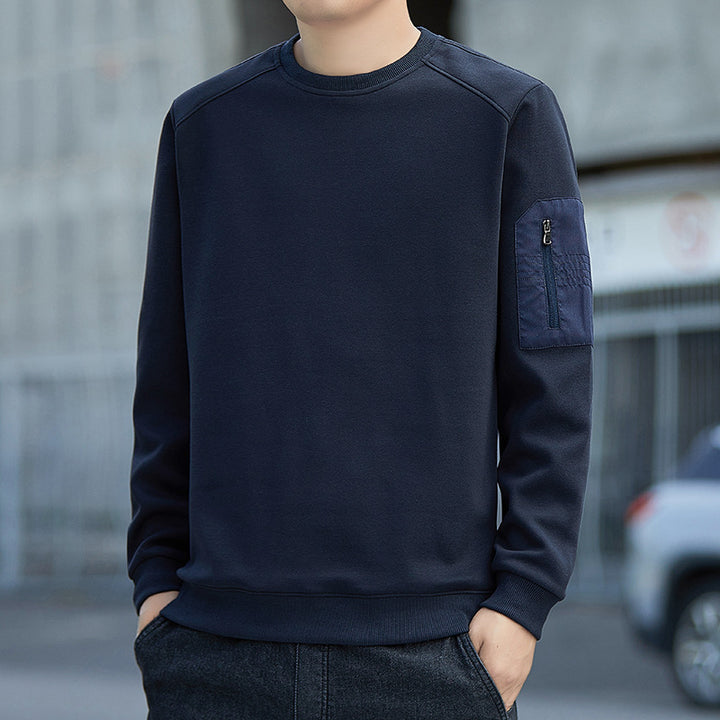 Men's Minimalist Sweatshirt with Raglan Sleeves and Zipper Arm Pocket Mune Fashion