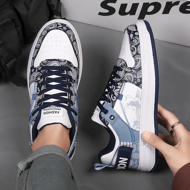 Women's Low-Top Designer Sneakers with Fine Paisley Print and Cushioned Cup Sole Mune Fashion