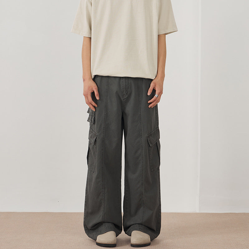 Men's wide cargo pants made of durable cotton twill with utility pockets Mune Fashion