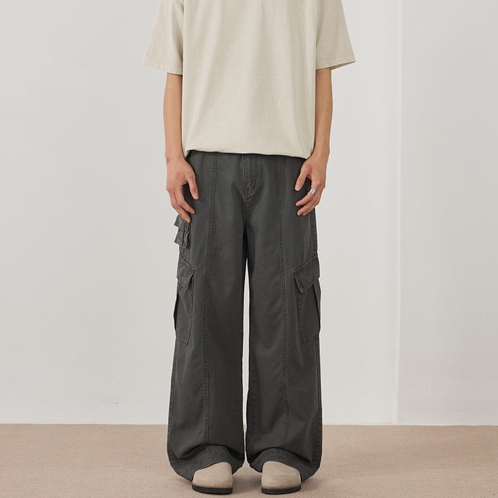 Men's wide cargo pants made of durable cotton twill with utility pockets Mune Fashion