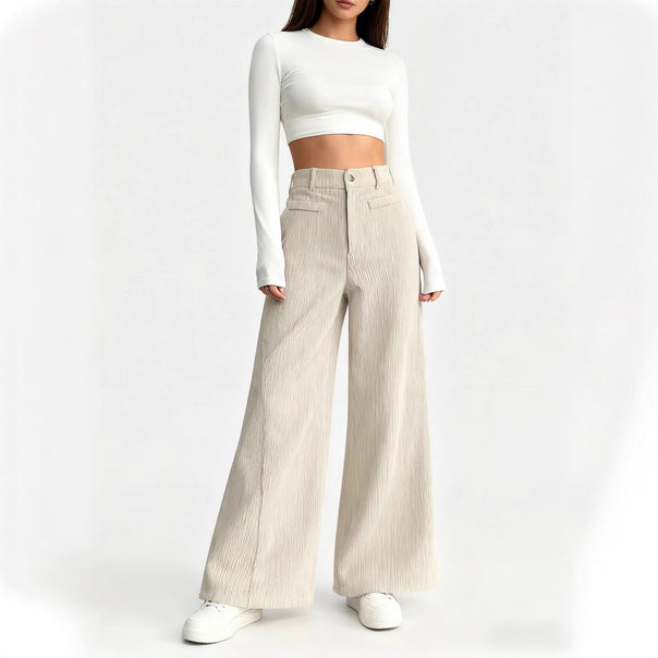 Ladies elegant and high-waisted pleated pants Mune Fashion