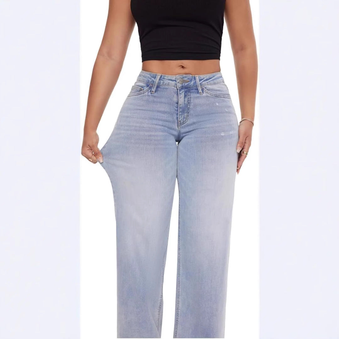 Ladies Wide High-Waist Flared Jeans made of Stretch Denim Mune Fashion