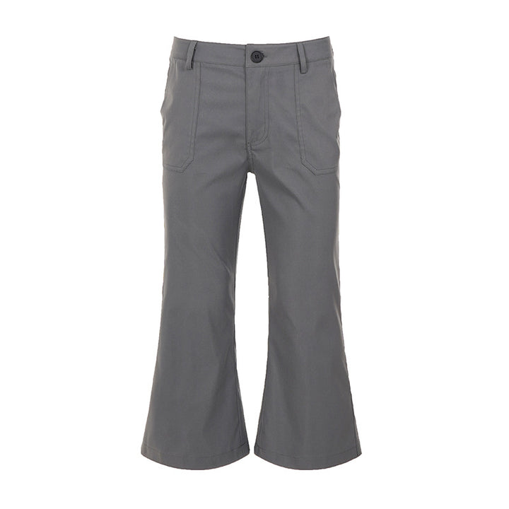 Women Cropped Flared Stretch Pants with Patch Pockets Mune Fashion