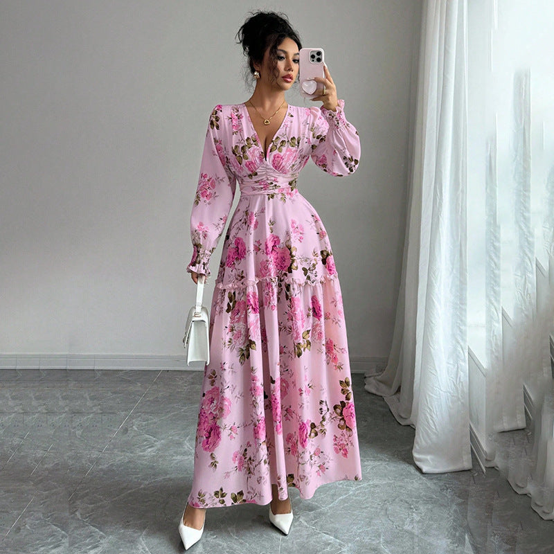 Women's Maxi Dress with Floral Details Mune Fashion