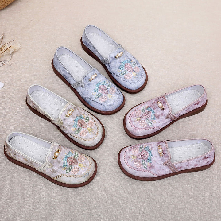Women's filigree embroidered comfort slipper with pearl application and profiled non-slip sole Mune Fashion
