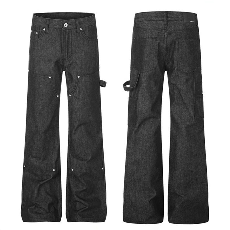 Women's wide carpenter jeans in palazzo cut with nail/hammer loop and reinforced knee sections Mune Fashion