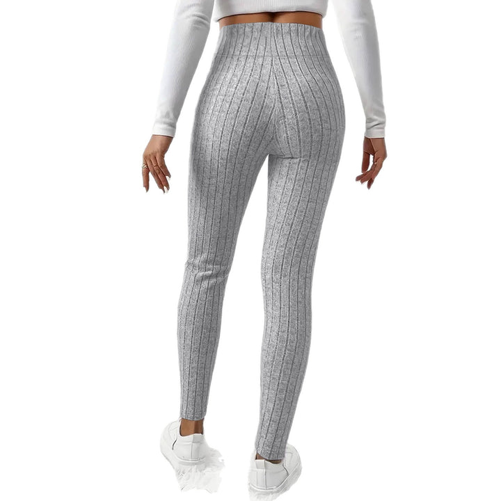Women Ribbed High-Waisted Knit Leggings with Drawstring Mune Fashion