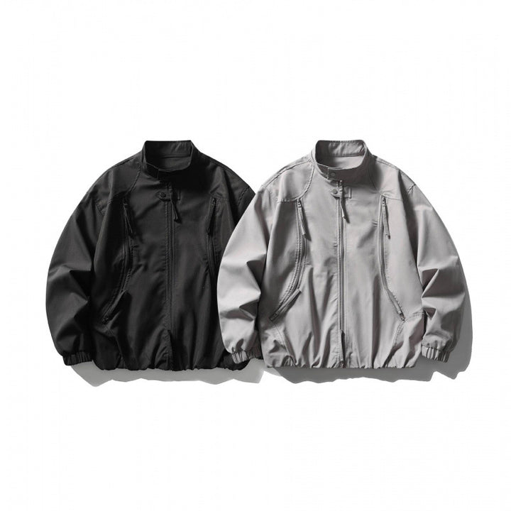 Unisex Oversize lightweight bomber jacket with stand-up collar, zipper, and elastic hem Mune Fashion
