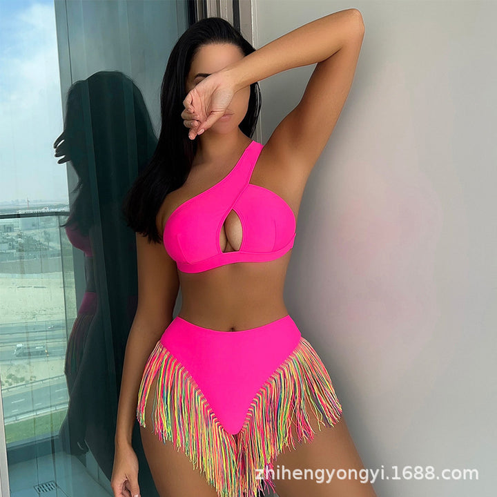 Women's One-sided Bikini with Fringed Hem Mune Fashion