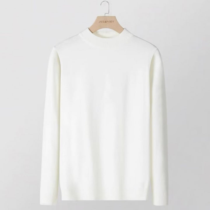 Women's fine knit stand collar pullover made of cotton blend with ribbed cuffs Mune Fashion