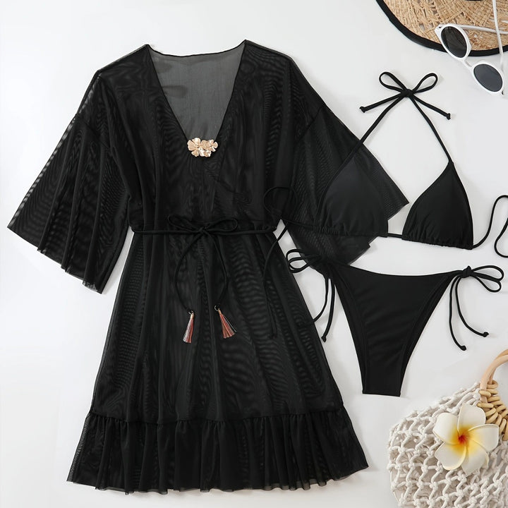 Women's Beach Kaftan with Elegant Floral Application Mune Fashion