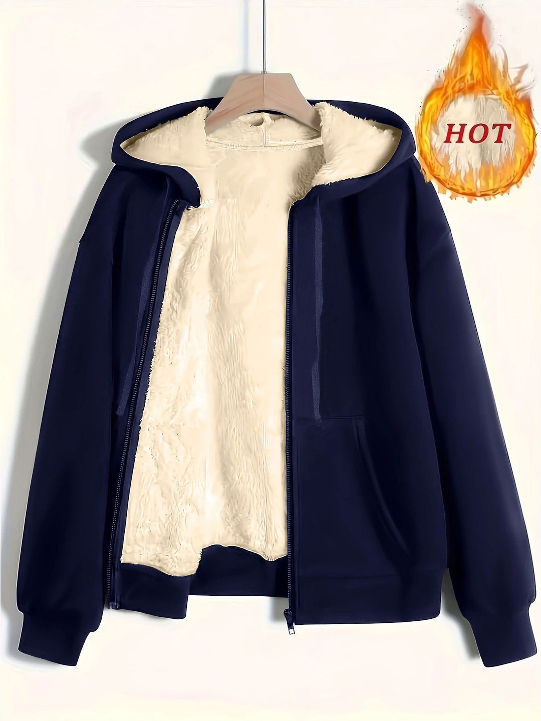 Ladies Cozy Fleece Jacket with Zipper and Hood Mune