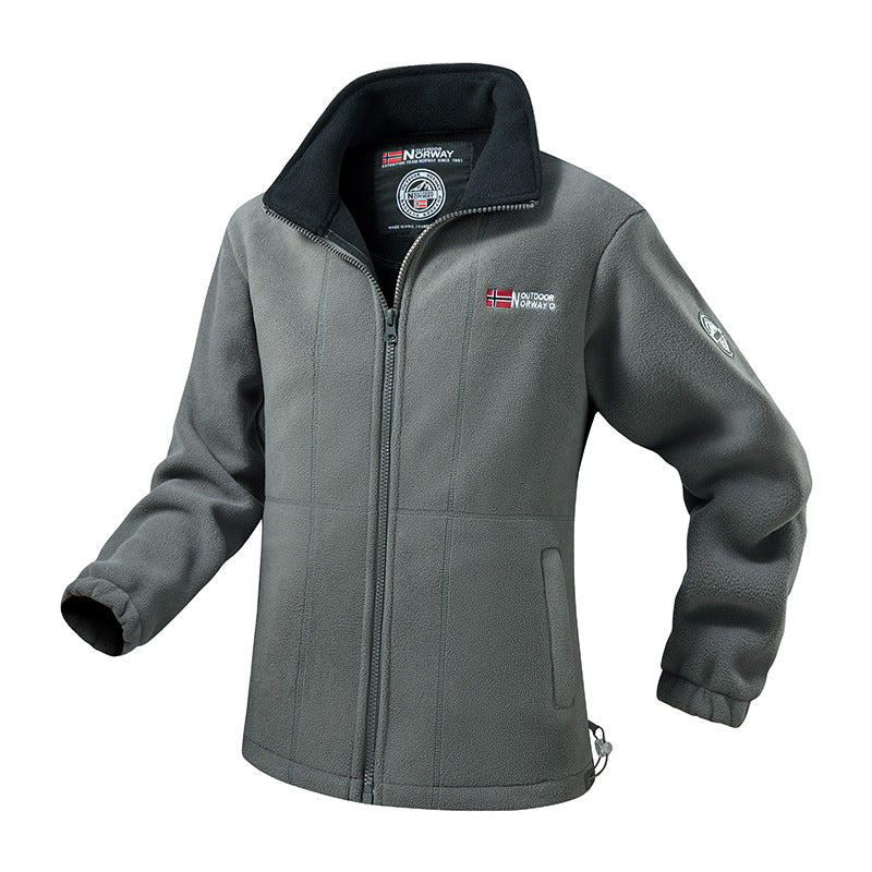 Men's Robust Trekking Fleece Jacket with High Stand-Up Collar, Full-Length Zipper & Practical Side Pockets Mune Fashion