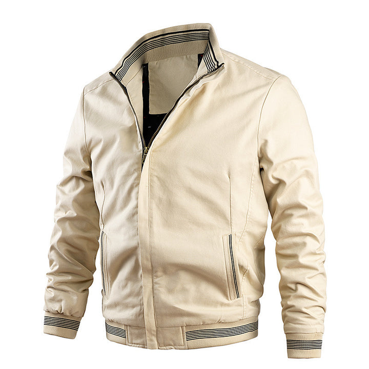 Men's Thermal Canvas Blouson with Soft Teddy Lining and High Standing Collar Mune Fashion