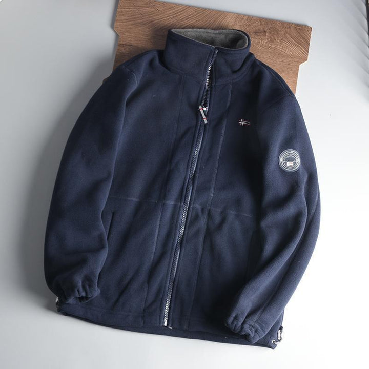 Men's Warm Fleece Jacket with Stand-Up Collar, Zipper and Elastic Cuffs Mune Fashion