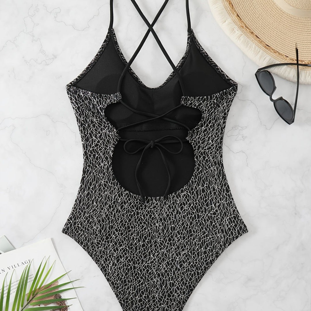 Women's One-Piece Swimsuit with Sophisticated Cross-Strap Design Mune Fashion